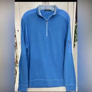 BUGATCHI Beehive Quarter-Zip Pullover mens shirt size med.